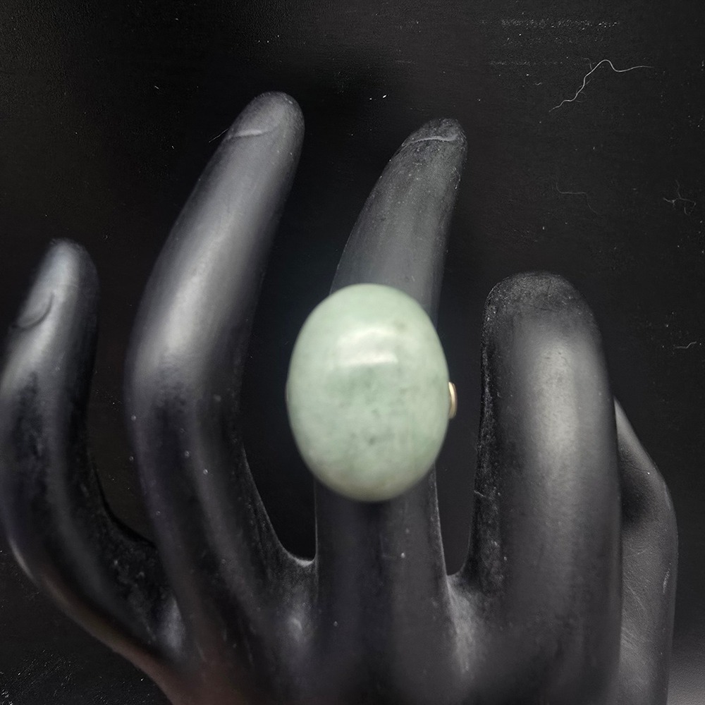 Sterling Silver Jade Cabochon Ring Size 6 Vintage